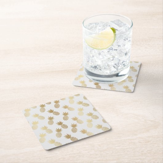 Ananas-Muster Rechteckiger Pappuntersetzer (Vor Ort)