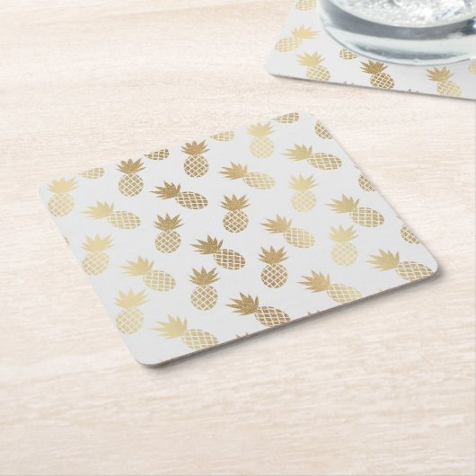 Ananas-Muster Rechteckiger Pappuntersetzer (angewinkelt)