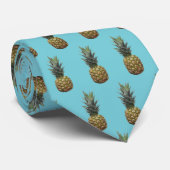 Ananas Muster Robin Egg Blue Tropical Tiki Krawatt Krawatte (Gerollt)