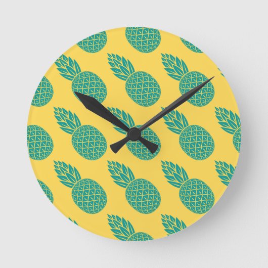 Ananas-Muster Runde Wanduhr (Vorderseite)