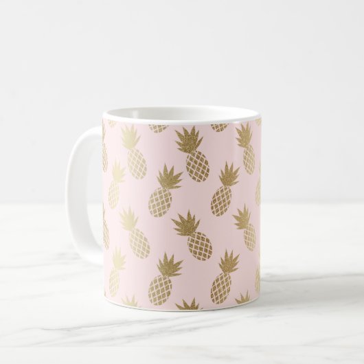 Ananas-Muster und Monogramm Kaffeetasse (Vorderseite Links)
