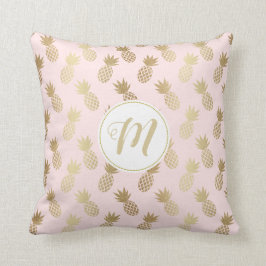 Ananas-Muster und Monogramm Kissen