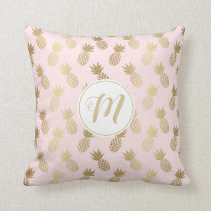 Ananas-Muster und Monogramm Kissen