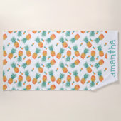 Ananas-Muster Weiß Personalisiert Strandtuch (Vorderseite)