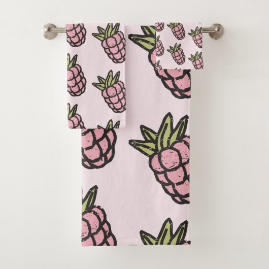 Ananas Muster Y2K Retro Funky Badhandtuch Set (Insitu)