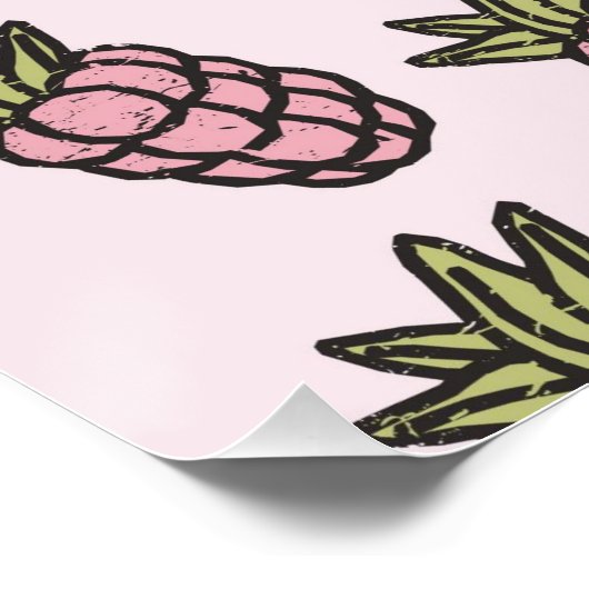 Ananas Muster Y2K Retro Funky Poster (Ecke)