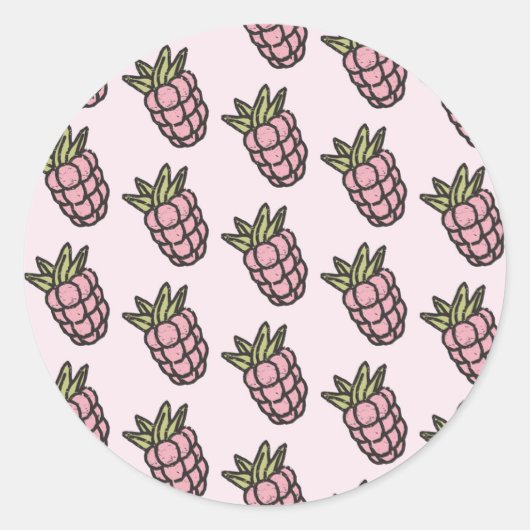 Ananas Muster Y2K Retro Funky Runder Aufkleber (Vorderseite)