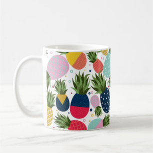 Ananas nahtlose Musterillustrierung, farbig  Kaffeetasse