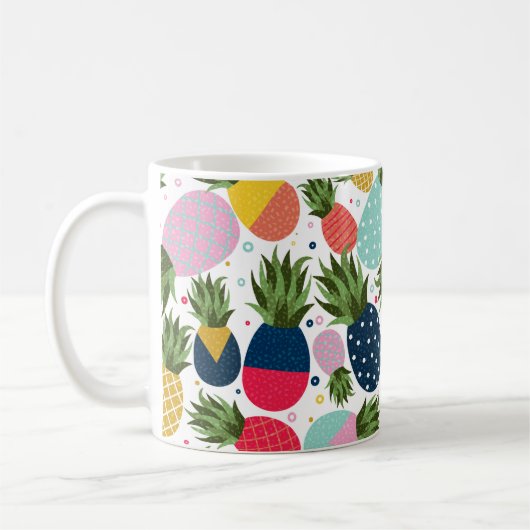 Ananas nahtlose Musterillustrierung, farbig Kaffeetasse (Links)