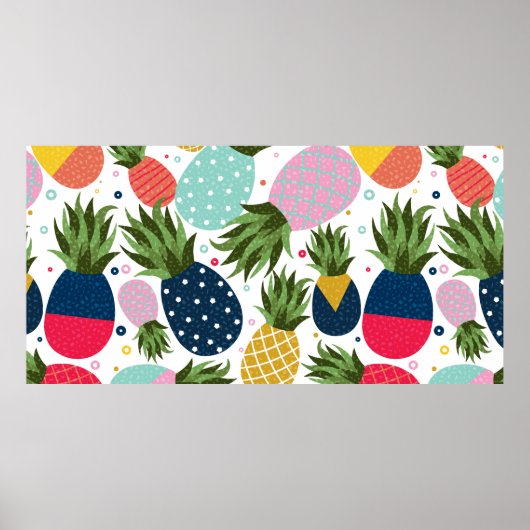 Ananas nahtlose Musterillustrierung, farbig Poster (Vorne)