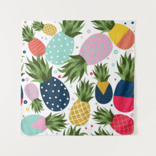Ananas nahtlose Musterillustrierung, farbig Wandteppich
