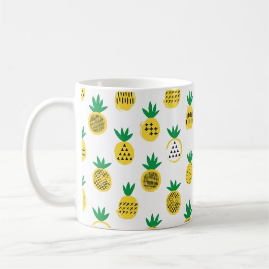 Ananas nahtloses Muster. Kinderdesign.  Kaffeetasse (Links)