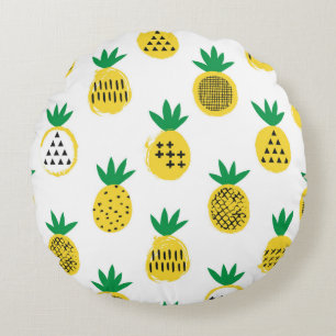 Ananas nahtloses Muster. Kinderdesign. Rundes Kissen