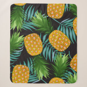 Ananas nahtloses Muster mit Blätter aus Palmen auf Sherpadecke