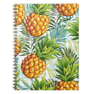 Ananas. Nahtloses Muster. Vintages Blumenpatt Notizblock