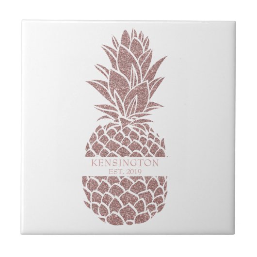 Ananas Name des modernen Ananas Rosa Glitzer Fliese (Vorderseite)