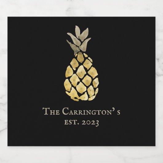 Ananas Name Wasserfarbenstift Personalisiert Bierflaschenetikett (Einzelnes Label)
