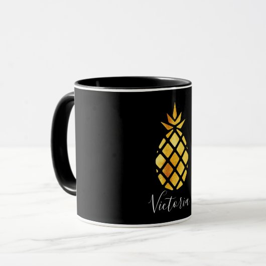 Ananas-Namensschild Tasse (Vorderseite Links)