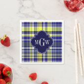 Ananas Navy Blau Weiße Preppy Madras Monogramm Serviette (Beispiel)