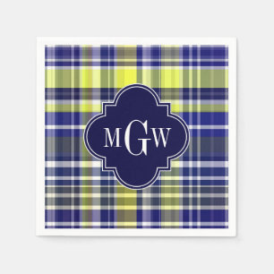 Ananas Navy Blau Weiße Preppy Madras Monogramm Serviette