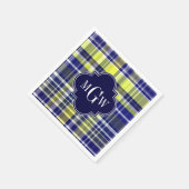 Ananas Navy Blau Weiße Preppy Madras Monogramm Serviette (Ecke)