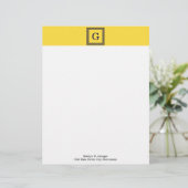 Ananas, Navy Blue Greece Key #1 Gerahmtes Monogram Briefkopf (Stehend Vorderseite)