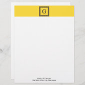 Ananas, Navy Blue Greece Key #1 Gerahmtes Monogram Briefkopf (Vorne/Hinten)