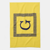 Ananas, Navy Blue Greece Key #1 Gerahmtes Monogram Küchentuch (Vertikal)