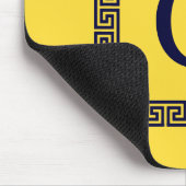 Ananas, Navy Blue Greece Key #1 Gerahmtes Monogram Mousepad (Ecke)