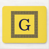 Ananas, Navy Blue Greece Key #1 Gerahmtes Monogram Mousepad (Vorne)