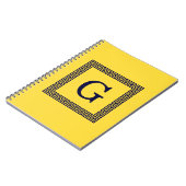 Ananas, Navy Blue Greece Key #1 Gerahmtes Monogram Notizblock (Linke Seite)