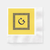 Ananas, Navy Blue Greece Key #1 Gerahmtes Monogram Serviette (Vorderseite)