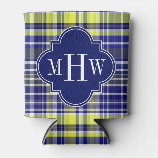 Ananas Navy Blue White Preppy Monogram Dosenkühler (Vorderseite)