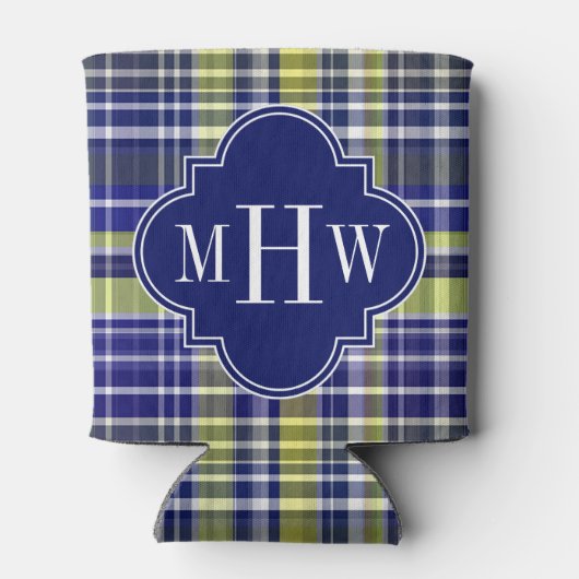 Ananas Navy Blue White Preppy Monogram Dosenkühler (Rückseite)