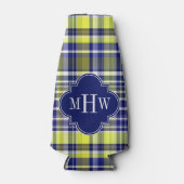 Ananas Navy Blue White Preppy Monogram Flaschenkühler (Vorderseite)