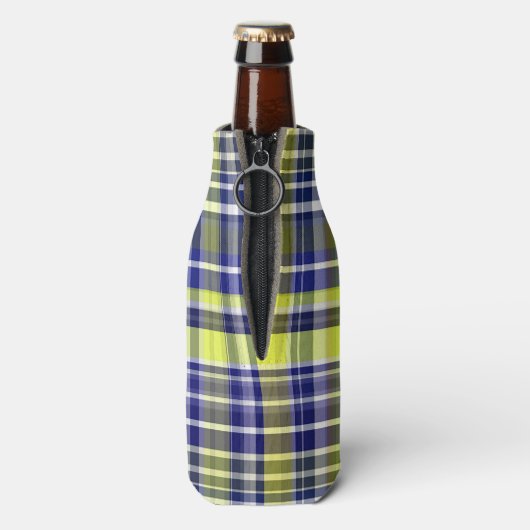 Ananas Navy Blue White Preppy Monogram Flaschenkühler (Flasche Rückseite)