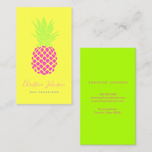 Ananas-Neon-Design Visitenkarte (Vorne/Hinten)