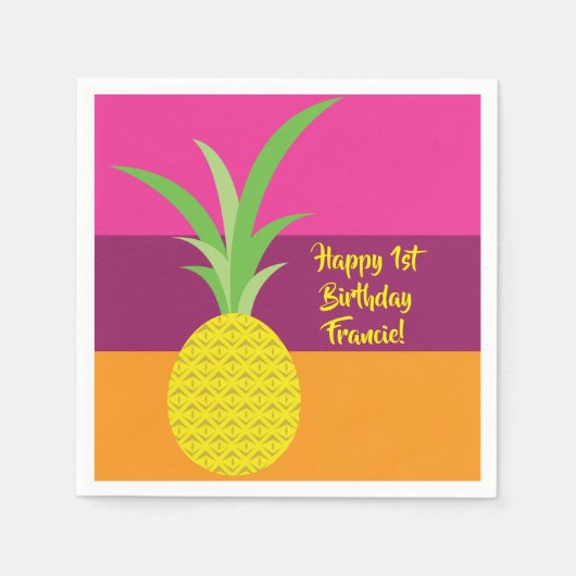 Ananas Niedliches Kind Geburtstagsfeier Sommer Serviette (Vorderseite)