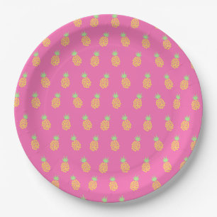 Ananas Niedliches Sommersommer Party Rosa Pappteller