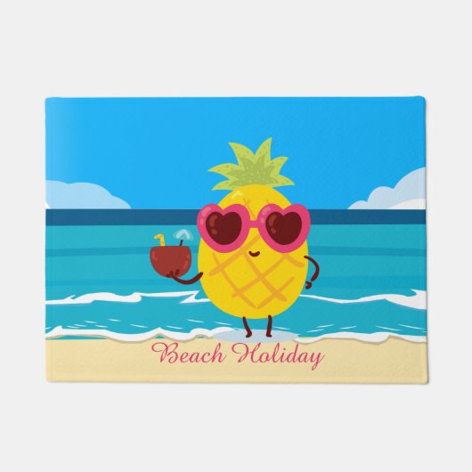 Ananas Obst auf Beach Holiday Niedlich farbenfroh Fußmatte (Vorderseite)
