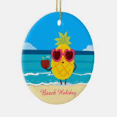 Ananas Obst auf Beach Holiday Niedlich farbenfroh Keramik Ornament (Rechts)