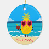 Ananas Obst auf Beach Holiday Niedlich farbenfroh Keramik Ornament (Links)