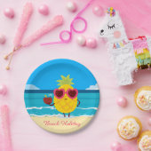 Ananas Obst auf Beach Holiday Niedlich farbenfroh Pappteller (Party)