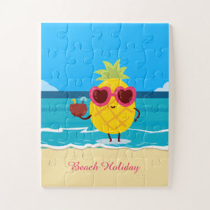 Ananas Obst auf Beach Holiday Niedlich farbenfroh Puzzle