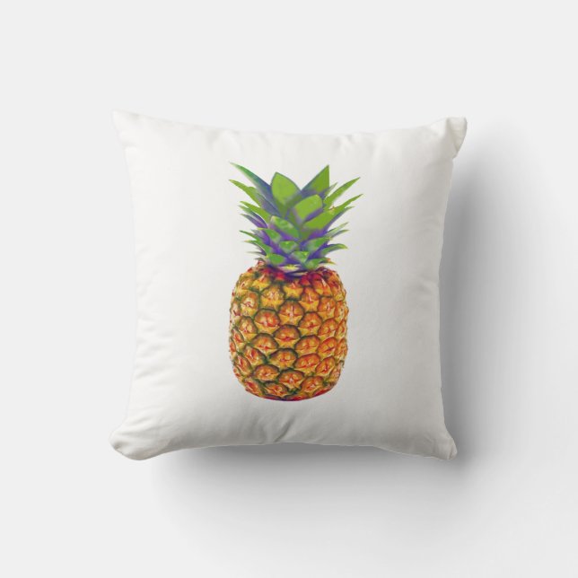 Ananas Obst auf Weiß Kissen (Vorderseite)