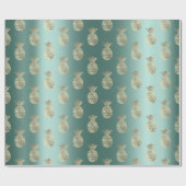 Ananas Obst Imitate Gold Tropic Sommer Aquamarin G Geschenkpapier (Flach)