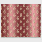 Ananas Obst Imitate Gold Tropical Summer Burgund Geschenkpapier (Flach)