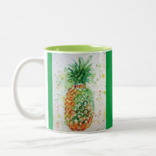 Ananas Obst Tropische Lebensmittel Tropische Kunst Zweifarbige Tasse