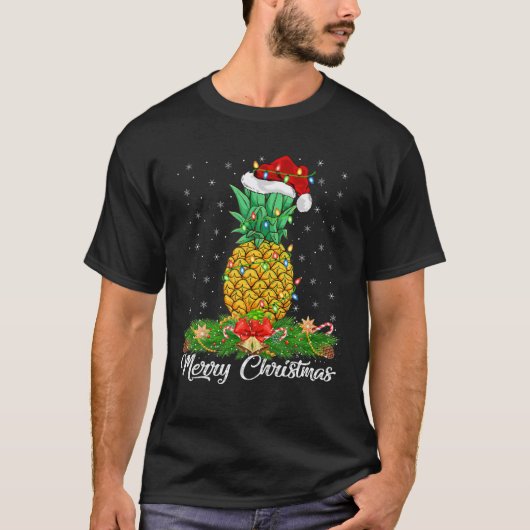 Ananas Obstlover Weihnachtsmannmütze Ananas T-Shirt (Vorderseite)
