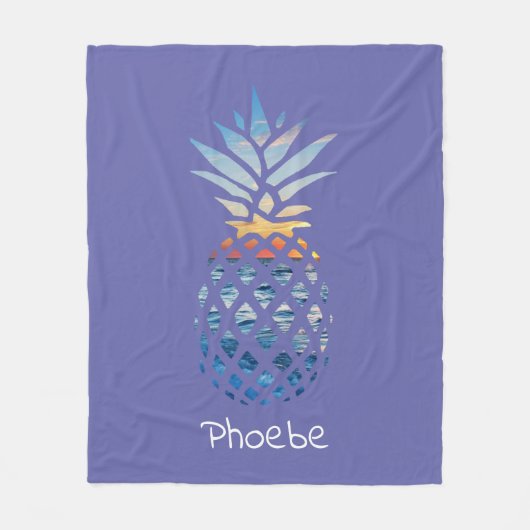 Ananas Ocean Sunset Personalisiert Fleecedecke (Vorderseite)